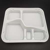 disposable food trays white with 5 compartments